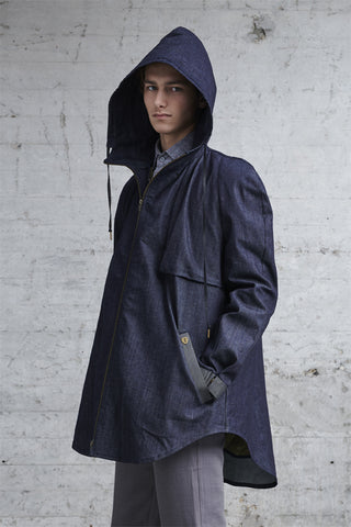 hooded oversized parka with detachable inner jacket