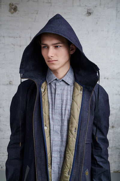 hooded oversized parka with detachable inner jacket