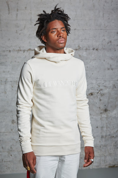 nwm 15.6 "the wanderer" ton sur ton embroidered on a hoody made from 100% organic cotton