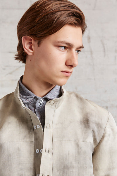 band collar shirt with double row buttons, ssfw 162