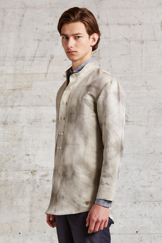 band collar shirt with double row buttons, ssfw 162