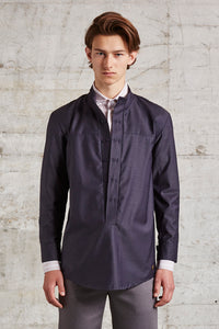 band collar shirt with double row buttons, ssfw 162