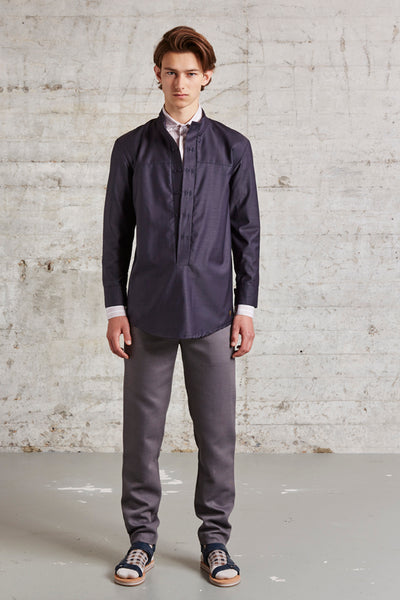 band collar shirt with double row buttons, ssfw 162