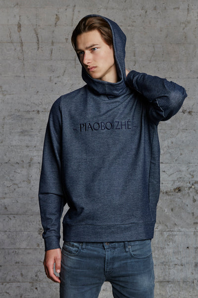 organic oversized hooded sweater with ton sur ton embroidery, nwm 15.8