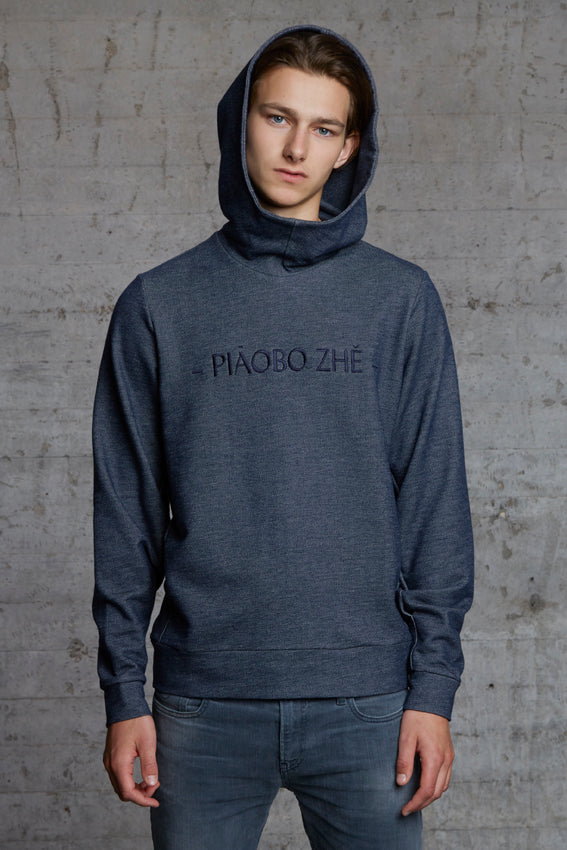 organic oversized hooded sweater with ton sur ton embroidery, nwm 15.8