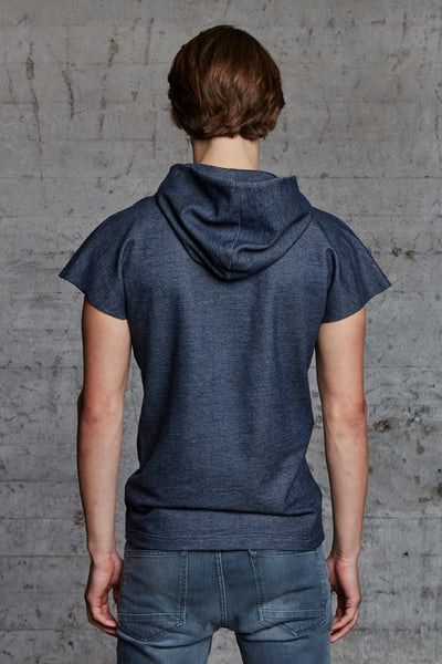 organic sleeveless hooded sweater with ton sur ton embroidery, nwm 15.9