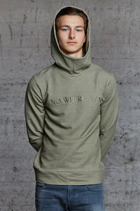organic hooded sweater with No Where Man ton sur ton embroidered, nwm 15.11