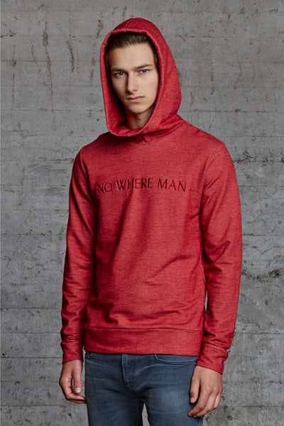 organic hooded sweater with No Where Man ton sur ton embroidered, nwm 15.11