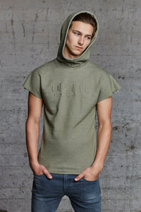 organic sleeveless hooded sweater with ton sur ton embroidery, nwm 15.9