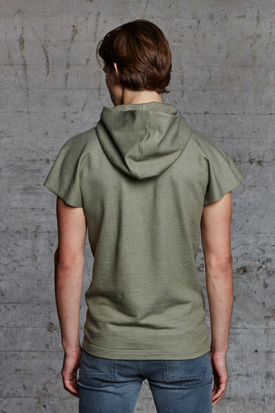 organic sleeveless hooded sweater with ton sur ton embroidery, nwm 15.9