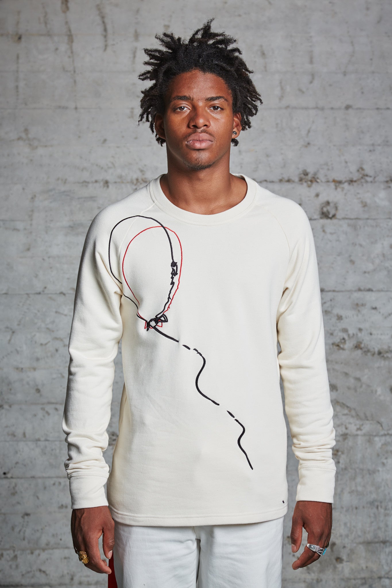 nwm 15.3 crewneck sweater with a double balloon embroidery made from 100% organic cotton